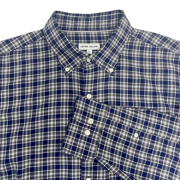 Peter Millar Button Down Long Sleeve Shirt Summer Soft Blue/White Men’s Size XL - Picture 4 of 8